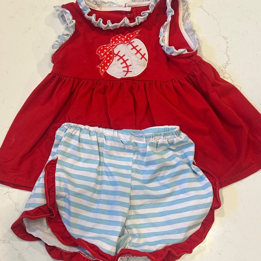 Red and Blue Baseball Appliqué Set
